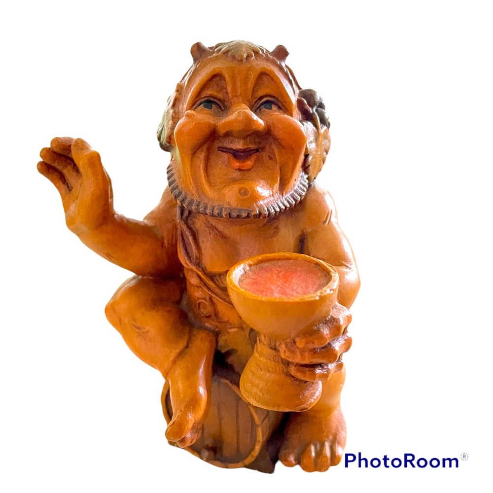 ANRI Vintage Bacchus Wood Carving Italy God of Wine and Pleasure Great Detail